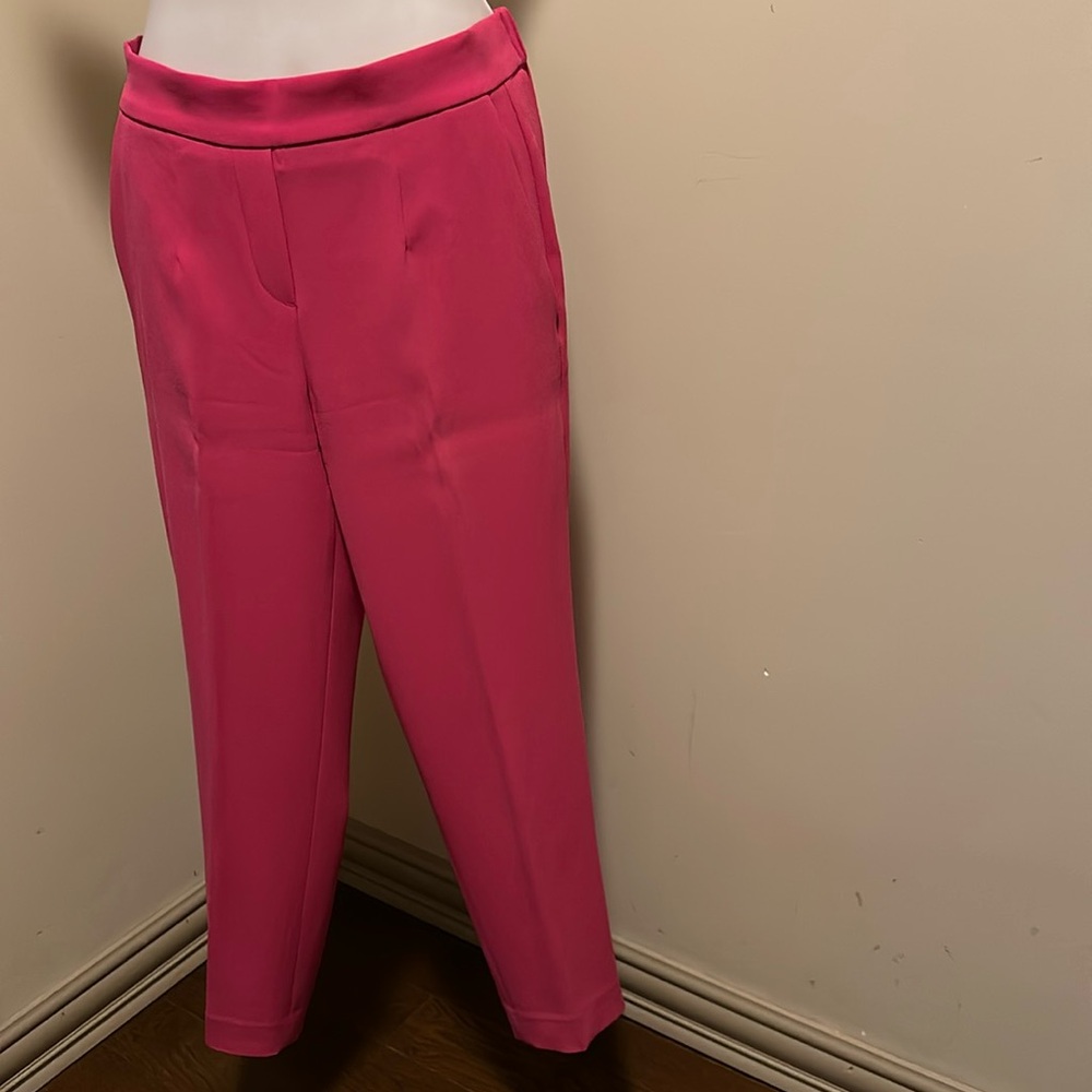 Babaton Atelier Aritzia Conan Cropped Trousers Sz 2 fusia Magenta Elastic Waist